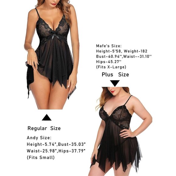 Women Lingerie  Lace Babydoll Sleepwear Outfits Plus Size  XS-5XL - Picture 7 of 7